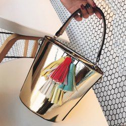 Tassels Metallic Color Bucket Bag