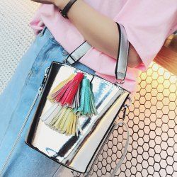 Tassels Metallic Color Bucket Bag