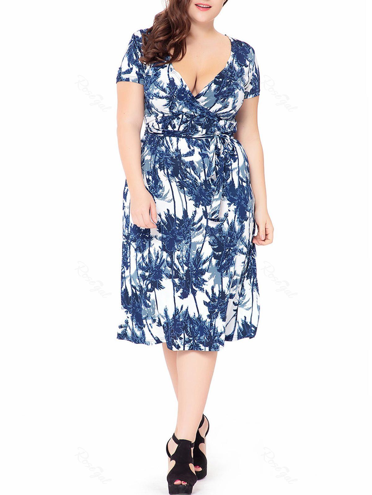 plus size palm print dress