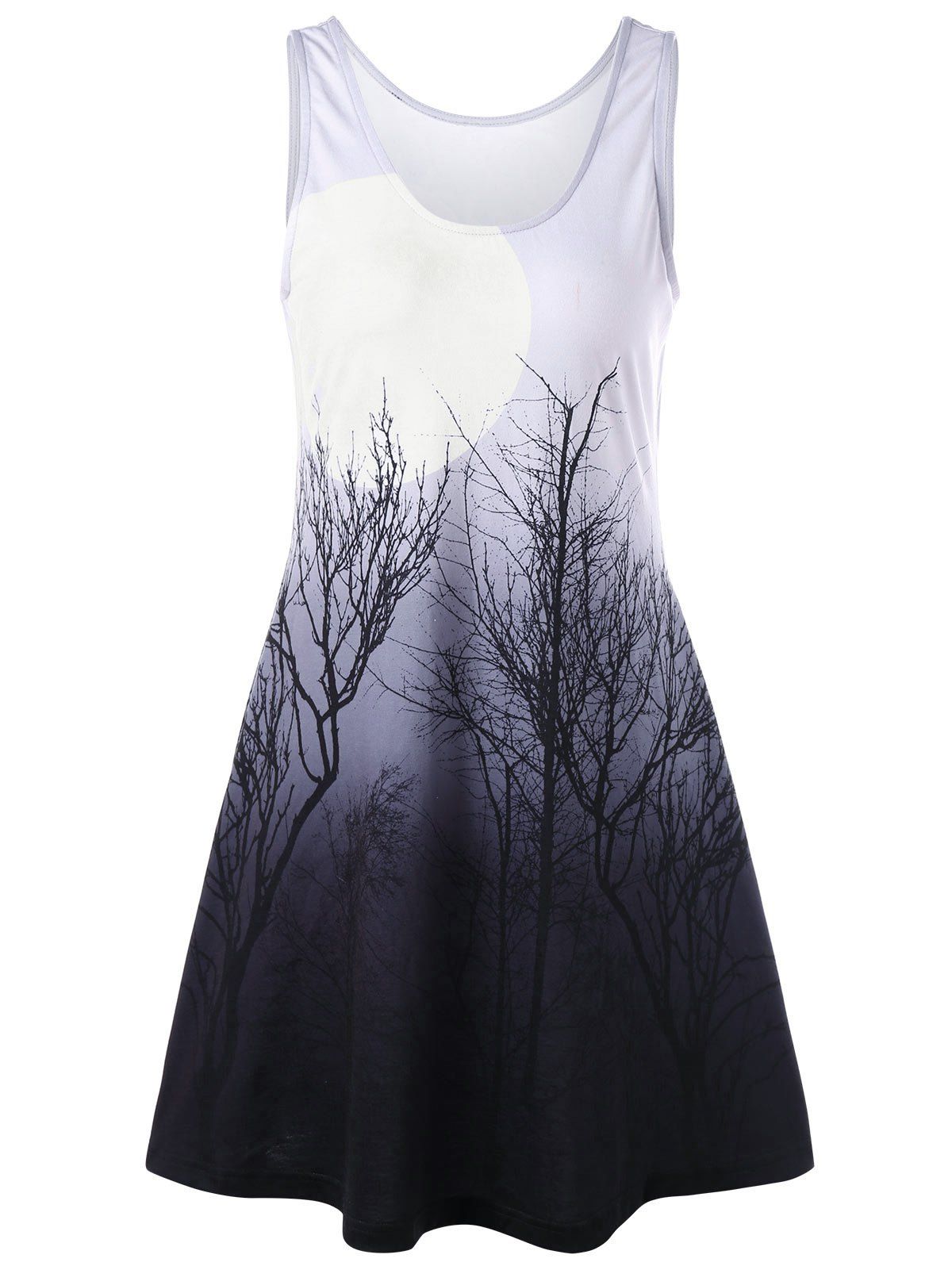 

Night Scene Tree Printed Mini Tank Dress, Colormix