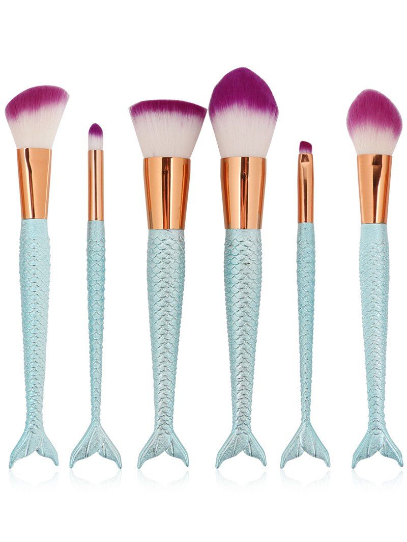 

6 Pcs Multifunction Mermaid Shape Makeup Brush Set, Cloudy