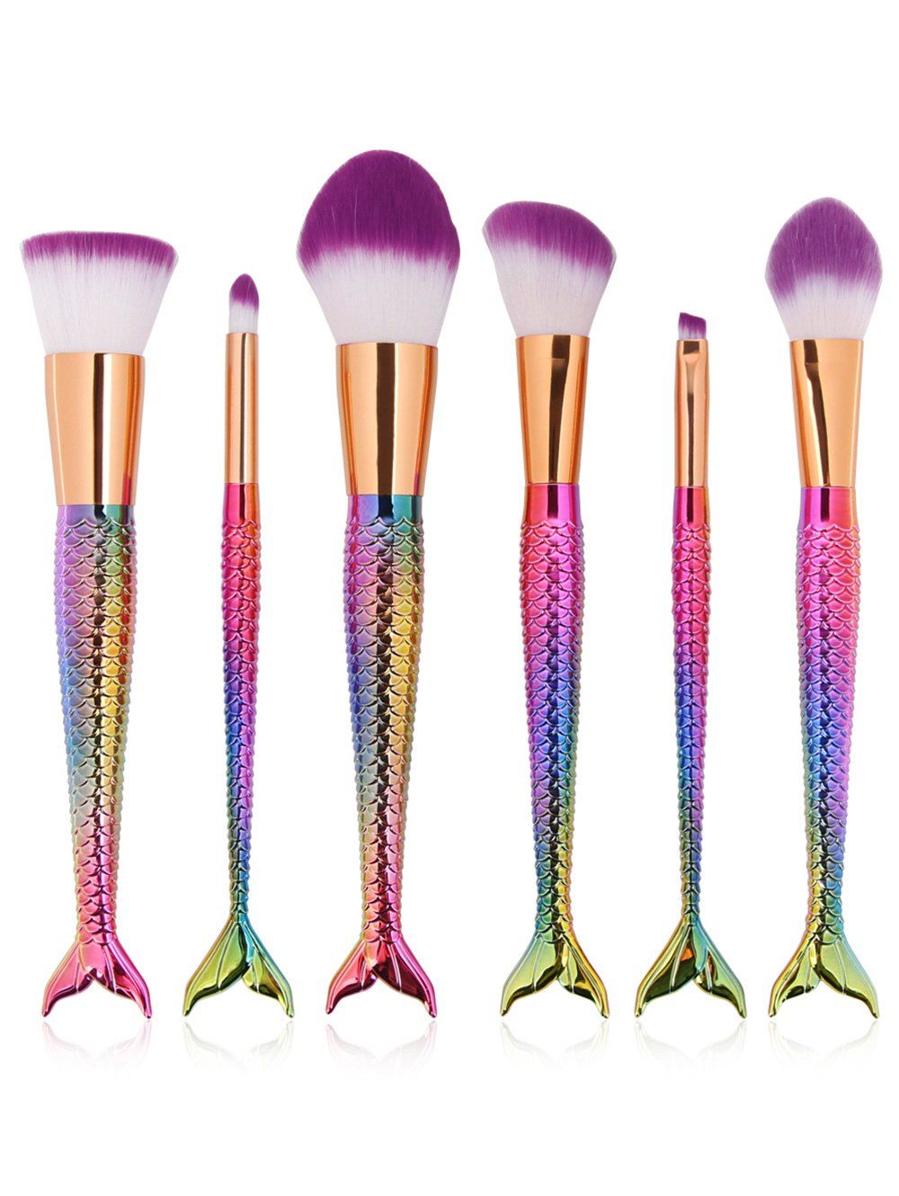 

6 Pcs Multifunction Mermaid Shape Makeup Brush Set, Dazzling