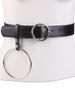 Faux Leather Waist Belt with Metal Rings -  