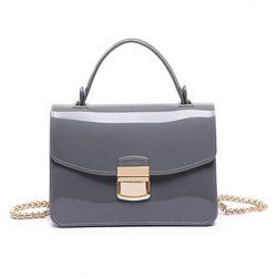 Chain and Metal Detail Jelly Handbag