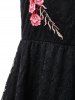 Embroidery Sleeveless High Low Hem Lace Dress -  