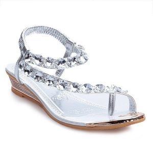 Rhinestones Low Wedge Sandals