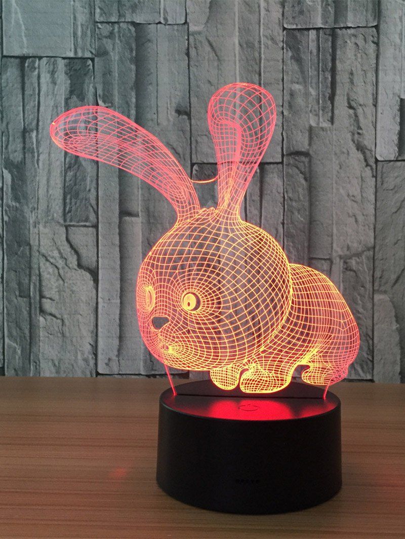 

3D Visual Color Change Rabbit Shape Touch Night Light, Transparent