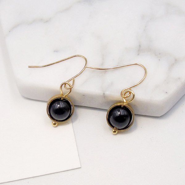 

Faux Agate Ball Bead Drop Earrings, Golden