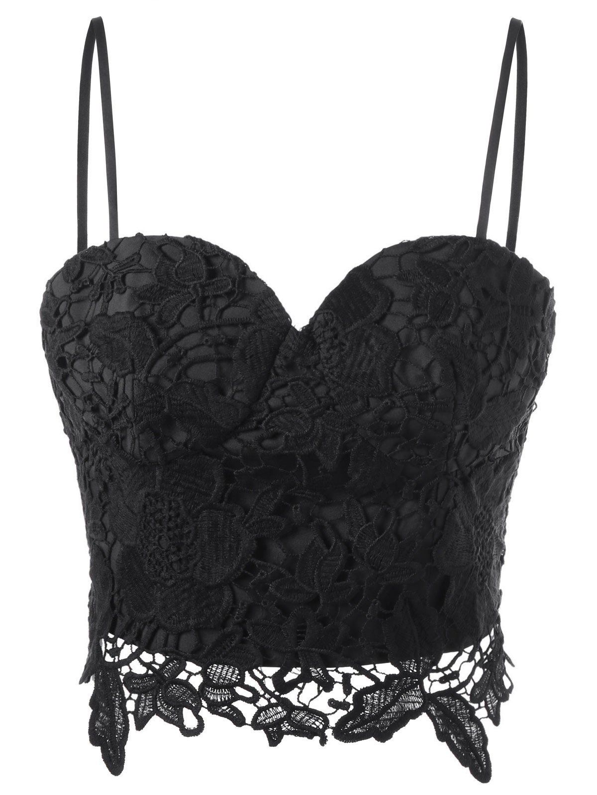 

Lace Crochet Bra Crop Top, Black