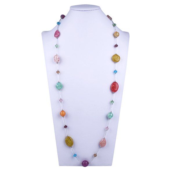 [39 OFF] Resin Beads Oval Necklace Rosegal