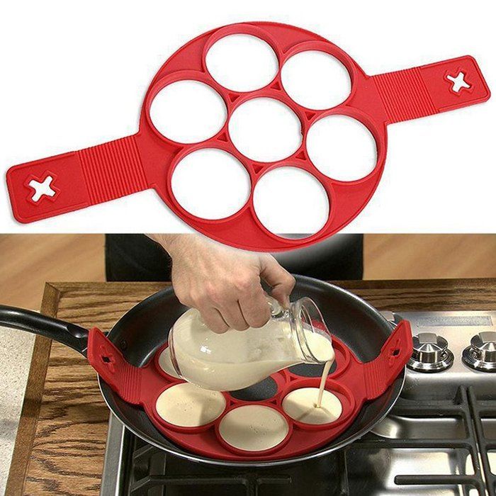

Kitchen Tool Round Silicone Egg Cake Baking Mould, Red