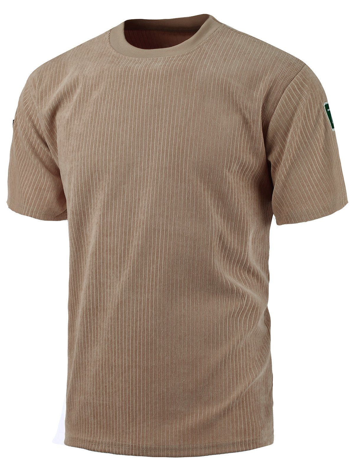 [54% OFF] Crew Neck Plain Corduroy T Shirt | Rosegal