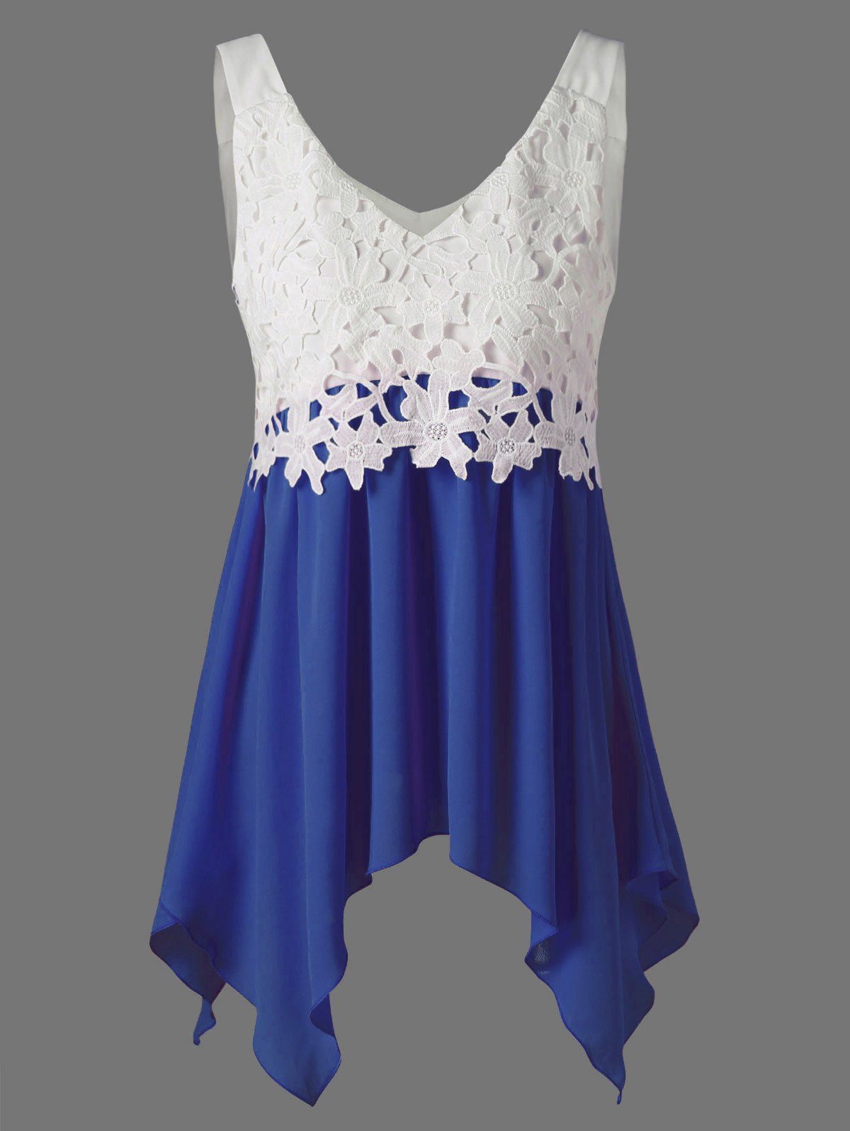 [82 OFF] Lace Insert Handkerchief Tank Top Rosegal