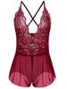 Plus Size Plunging Neck See Through Babydoll -  