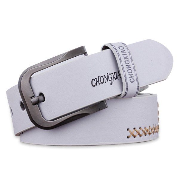 

Sewing Thread Cowboy Style Wide Belt, White