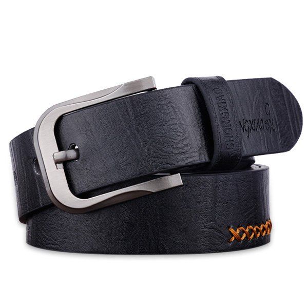 

Sewing Thread Cowboy Style Wide Belt, Black