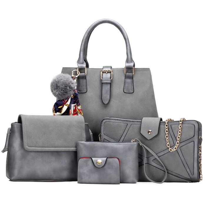 2018 Pompon Scarf 5 Pieces Suede Handbag Set Rosegal Latest Pompon Scarf 5 Pieces Suede Handbag Set