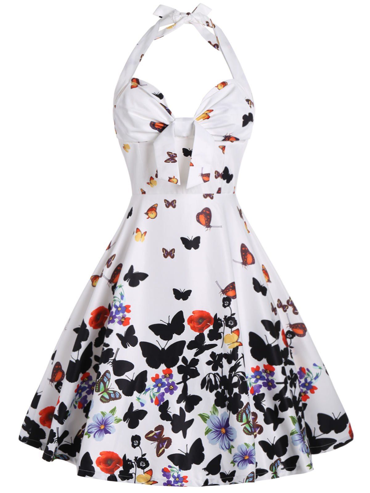 29 Off Halter A Line Butterfly Print Dress Rosegal