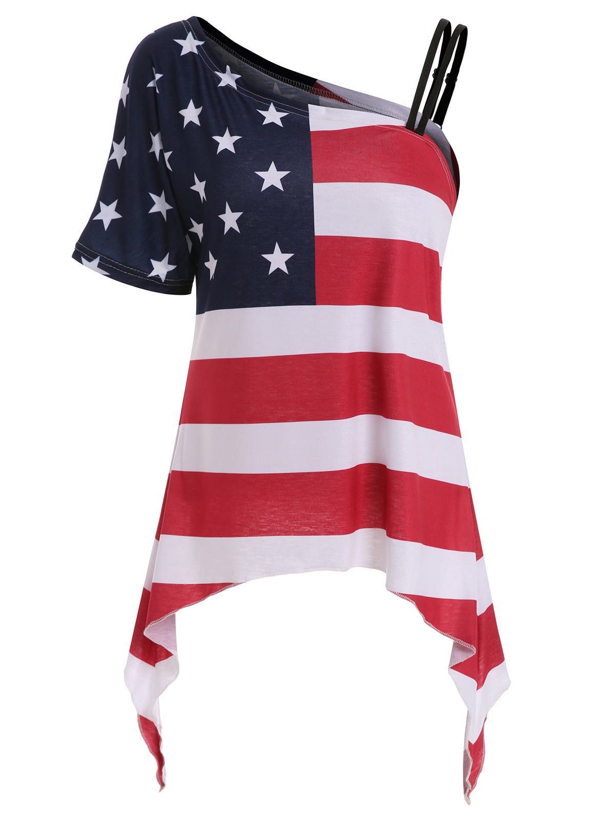 affordable plus size patriotic american flag asymmetrical t shirt