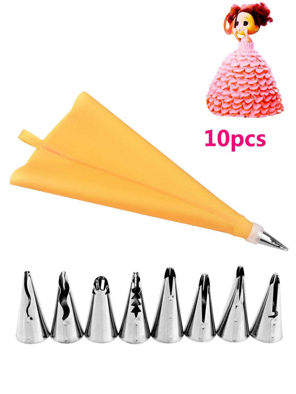 

DIY Cake Decorating Squeeze Cream Stainless Steel Piping Nozzle Set, Orange