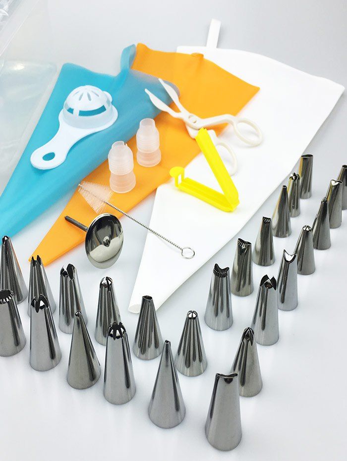 

DIY Cake Decorating Squeeze Cream Tool Stainless Steel Piping Nozzle Set, Sky blue