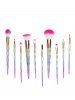 10 Pcs Glitter Rainbow Makeup Brushes Set -  