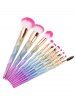 10 Pcs Glitter Rainbow Makeup Brushes Set -  