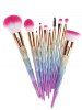 10 Pcs Glitter Rainbow Makeup Brushes Set -  