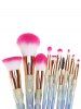 10 Pcs Glitter Rainbow Makeup Brushes Set -  