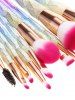 10 Pcs Glitter Rainbow Makeup Brushes Set -  