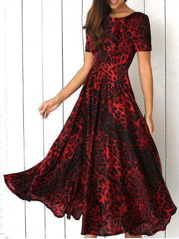 Red Leopard Print Dress