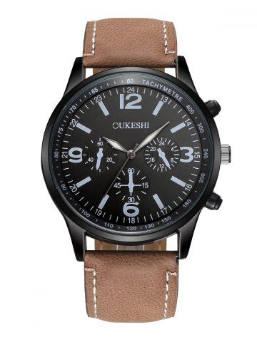 Firstgrabber Faux Leather Strap Quartz Wrist Watch