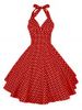 Vintage Halter Polka Dot Pin Up Dress -  