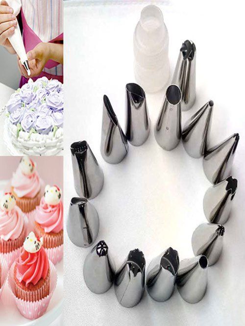 

DIY Cake Tools Squeeze Cream Stainless Steel Pastry Piping Nozzle Set, White