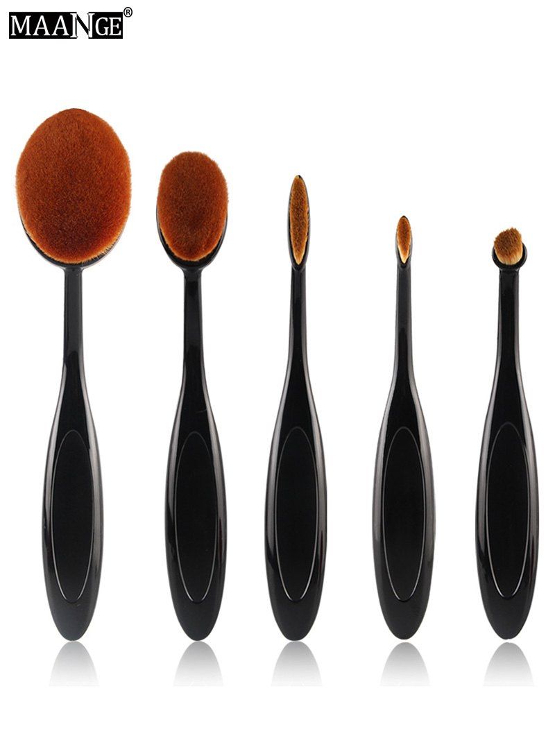 

MAANGE 5Pcs Oval Toothbrush Shape Brushes Set, Black