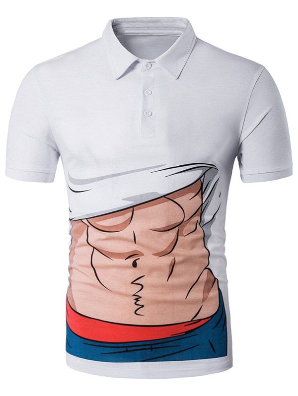 [60 OFF] Cartoon Abdominal Muscle Print Novelty TShirt Rosegal