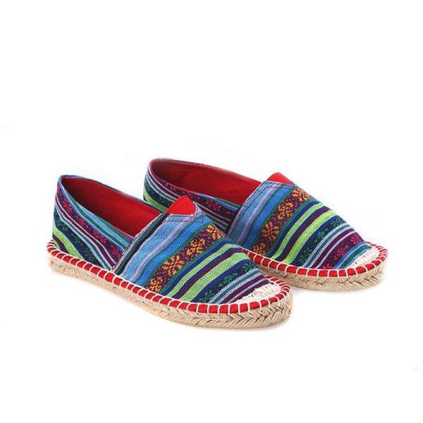 [45% OFF] Striped Espadrilles Flat Shoes | Rosegal