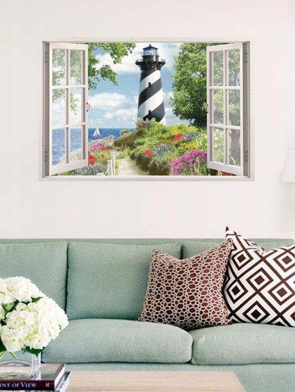 

Flower Tower Fake 3D Window Wall Sticker, Colorful