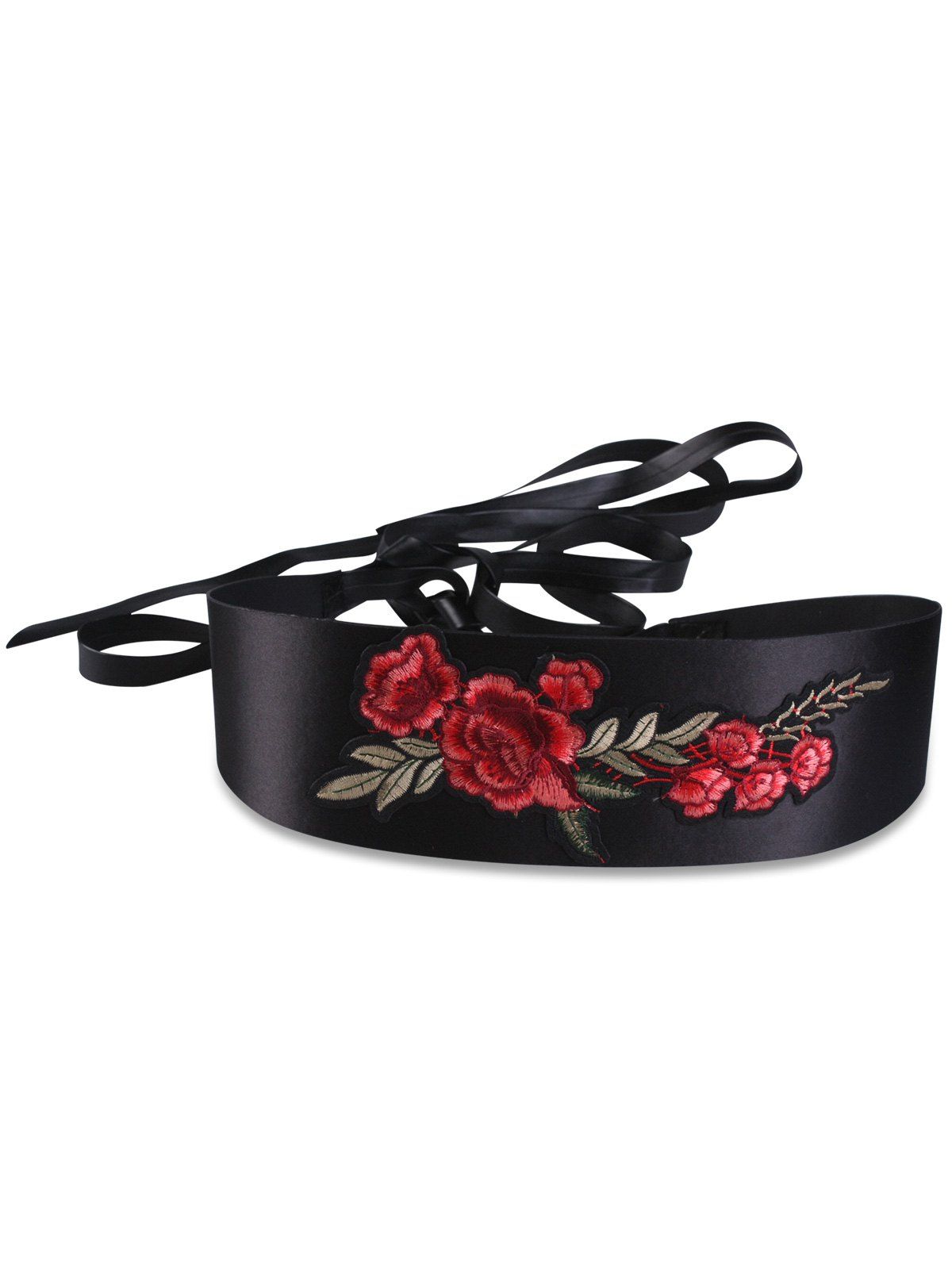 [16 OFF] Flowers Embroidered Vintage Wide Corset Belt Rosegal