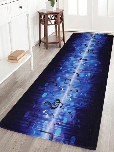 

Non-slip Coral Velvet Music Note Floor Rug, Blue