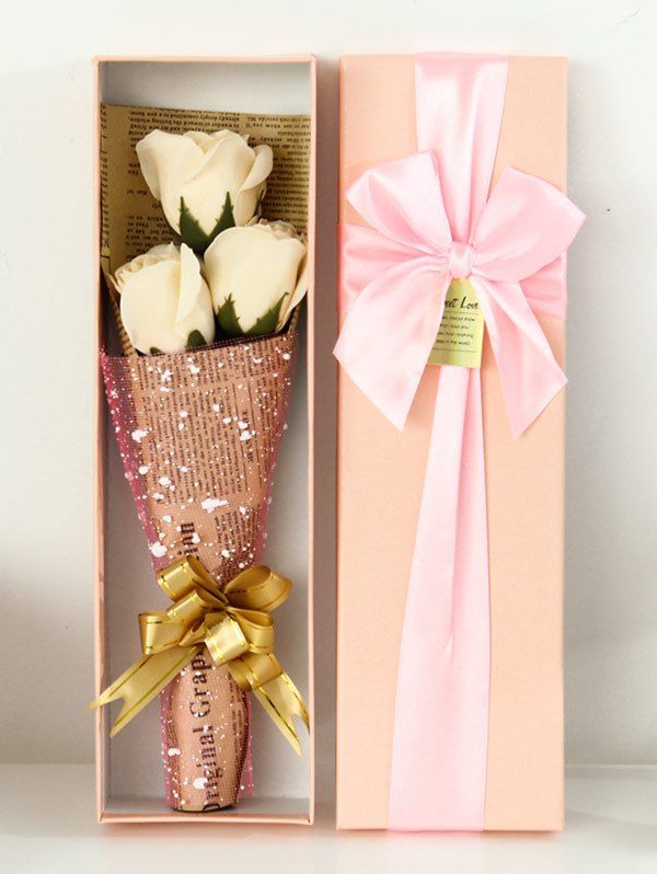 

Simulation Rose Soap Flowers Bouquet Festival Gift, Champagne