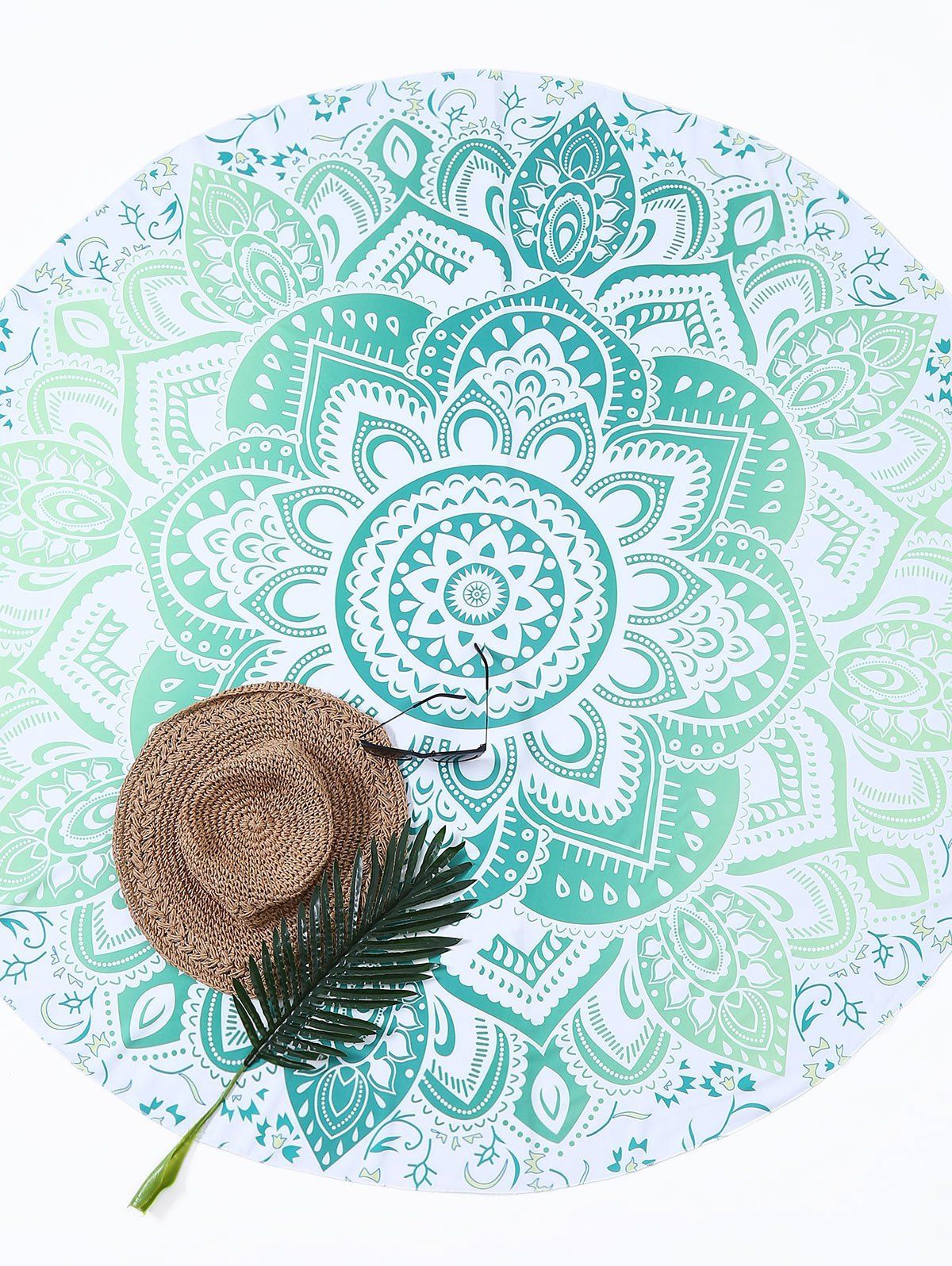 [27 OFF] Lotus Flower Round Beach Cover Throw Rosegal