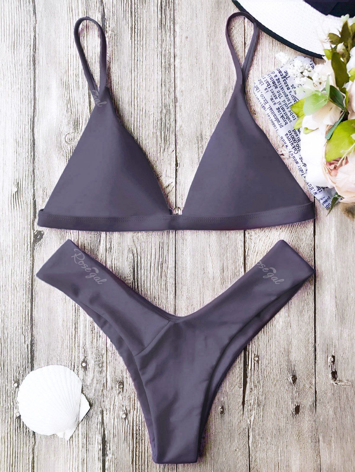 

Spaghetti Straps Soft Pad Thong Bikini Set, Taro
