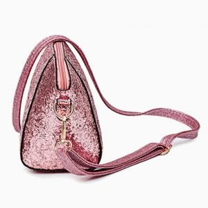 pink glitter crossbody purse