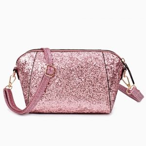 pink glitter crossbody purse