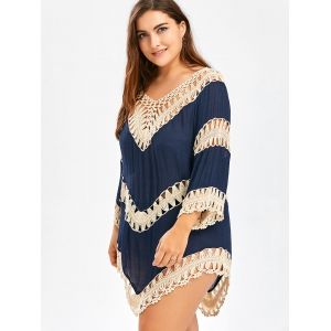Plus Size Crochet Openwork Cover-Up -