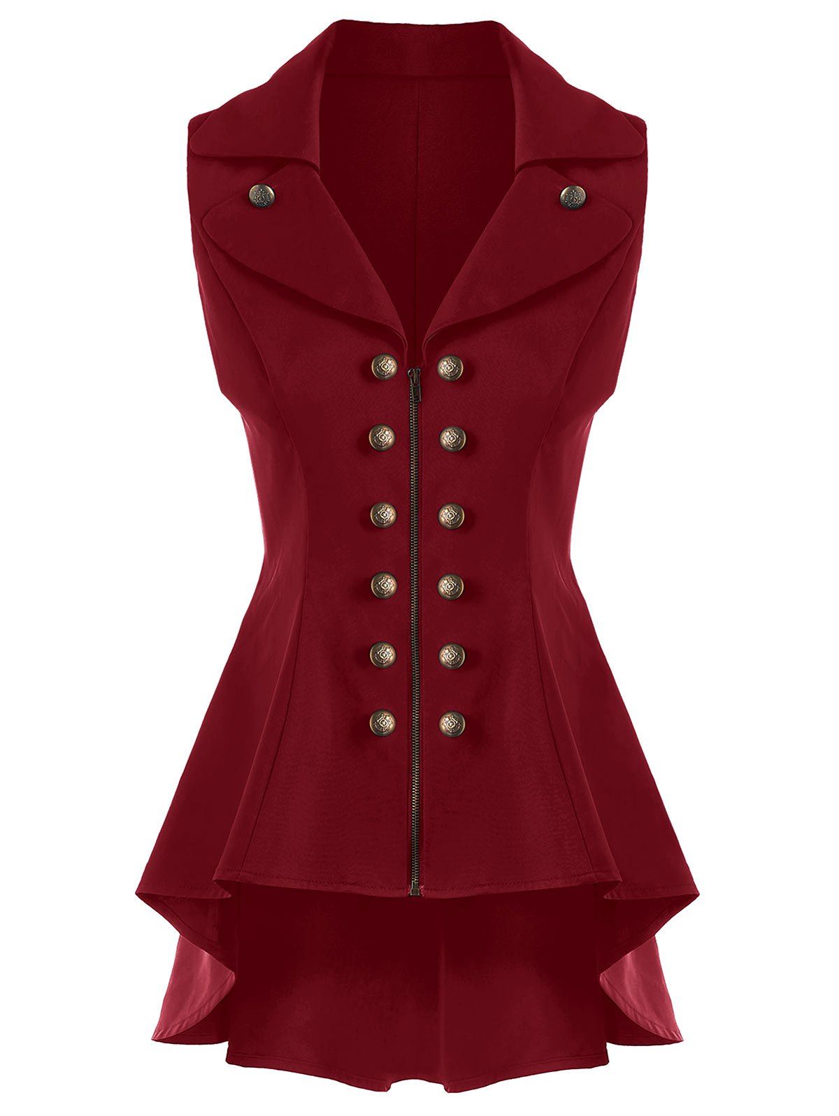 

Double Breast High Low Lapel Dressy Waistcoat, Claret