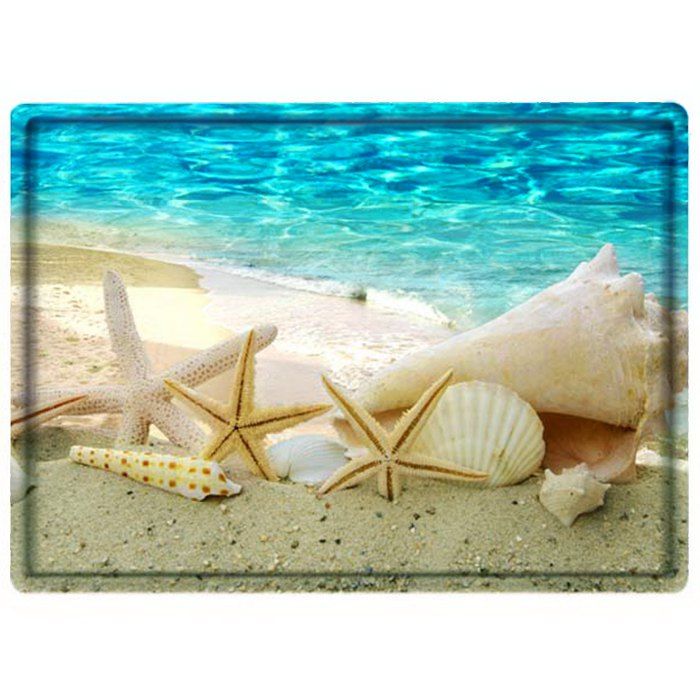 

Beach Conch Starfish Water Absorbing Bathroom Floor Mat, Blue