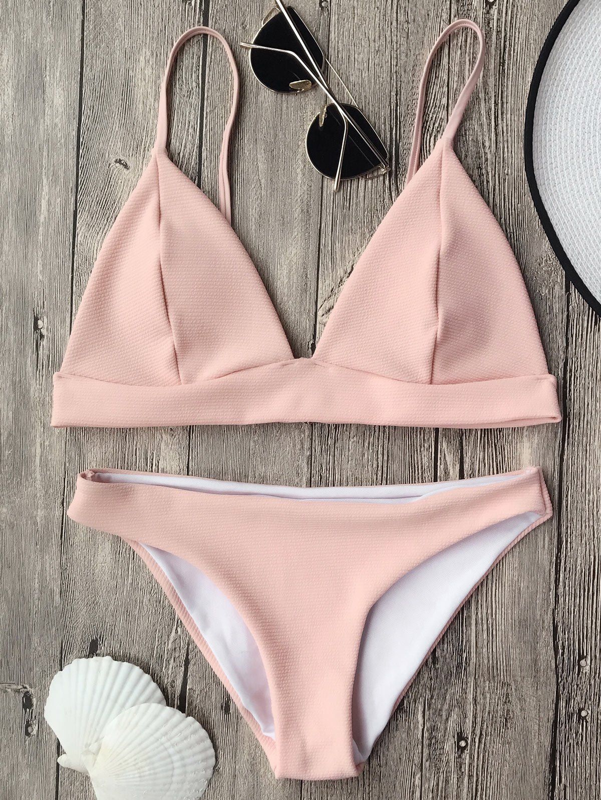 

Cami Plunge Bikini Top and Bottoms, Pink