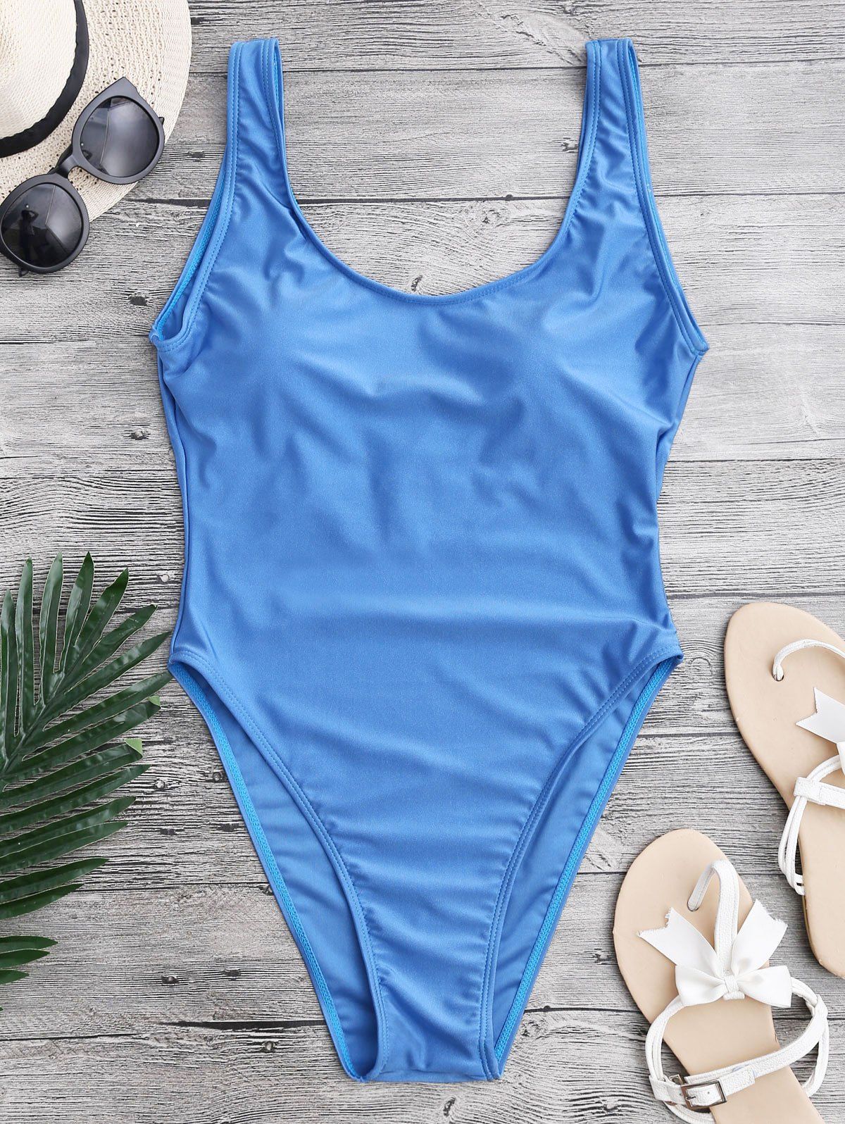 

Backless High Cut One Piece Swimwear, Blue